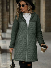 Load image into Gallery viewer, Texture Zip Up Long Sleeve Hooded Coat