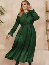 Load image into Gallery viewer, Plus Size Ruffled Polka Dot Long Sleeve Midi Dress