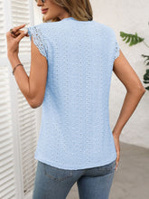 Load image into Gallery viewer, Lace Detail Round Neck Cap Sleeve Top