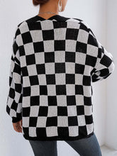 Load image into Gallery viewer, Checkered Open Front Long Sleeve Cardigan