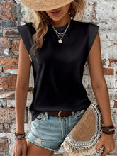 Load image into Gallery viewer, Round Neck Cap Sleeve Blouse