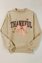 Load image into Gallery viewer, THANKFUL Bow Round Neck Long Sleeve Sweatshirt