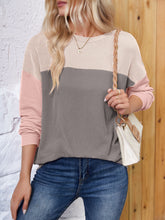 Load image into Gallery viewer, Color Block Round Neck Long Sleeve Sweatshirt