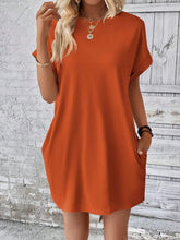 Load image into Gallery viewer, Round Neck Short Sleeve Mini Dress