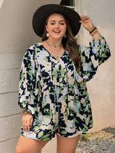 Load image into Gallery viewer, Plus Size Tied Printed Long Sleeve Romper