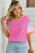 Load image into Gallery viewer, Lovelet Color Block Round Neck Half Sleeve T-Shirt