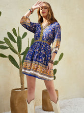 Load image into Gallery viewer, Printed V-Neck Mini Dress
