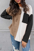 Load image into Gallery viewer, Full Size Color Block Cable-Knit Sweater
