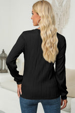 Load image into Gallery viewer, Textured Round Neck Long Sleeve Blouse