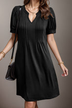 Load image into Gallery viewer, Pin-Tuck Notched Short Sleeve Dress