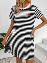 Load image into Gallery viewer, Striped Round Neck Short Sleeve Dress