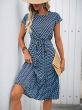 Load image into Gallery viewer, Perfee Printed Round Neck Short Sleeve Midi Dress