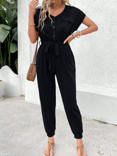 Load image into Gallery viewer, V-Neck Short Sleeve Jumpsuit
