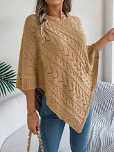 Load image into Gallery viewer, Cable-Knit Openwork Three-Quarter Sleeve Sweater