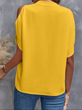 Load image into Gallery viewer, Notched Cold Shoulder Half Sleeve Blouse