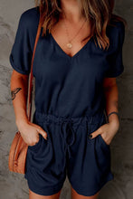 Load image into Gallery viewer, Full Size Drawstring V-Neck Short Sleeve Romper