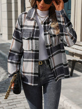 Load image into Gallery viewer, Plaid Button Up Drop Shoulder Jacket
