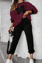 Load image into Gallery viewer, Letter M Leopard Round Neck Top and Pants Set