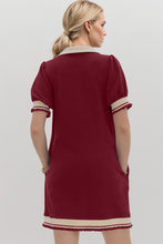 Load image into Gallery viewer, Oh Frill Contrast Trim Johnny Collar Short Sleeve Mini Dress