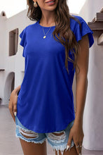 Load image into Gallery viewer, Ruffled Round Neck Cap Sleeve Blouse