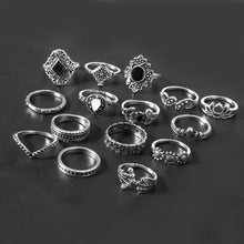 Load image into Gallery viewer, 15 Piece Alloy Vintage Ring Set