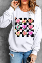 Load image into Gallery viewer, Valentine's Day Checkered Heart Long Sleeve Sweatshirt
