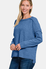 Load image into Gallery viewer, Zenana Full Size Exposed Seam Brushed Round Neck Sweater