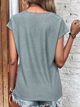 Load image into Gallery viewer, Eyelet V-Neck Cap Sleeve Blouse