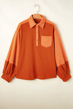 Load image into Gallery viewer, Striped Half Button Long Sleeve Sweatshirt