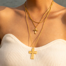 Load image into Gallery viewer, 18K Gold-Plated Double Layered Cross Necklace