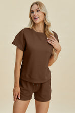 Load image into Gallery viewer, Double Take Full Size Texture Short Sleeve Top and Shorts Set