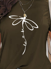 Load image into Gallery viewer, Dragonfly Graphic Round Neck Short Sleeve T-Shirt