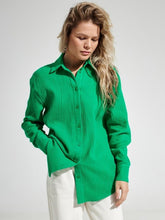 Load image into Gallery viewer, Textured Collared Neck Long Sleeve Shirt