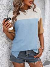 Load image into Gallery viewer, Color Block Round Neck Half Sleeve T-Shirt