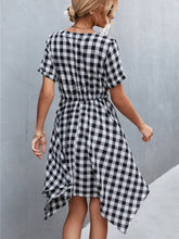 Load image into Gallery viewer, Plaid Notched Short Sleeve Dress