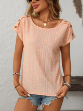 Load image into Gallery viewer, Mandy Eyelet Round Neck Short Sleeve Top