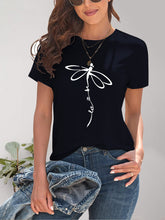 Load image into Gallery viewer, Dragonfly Graphic Round Neck Short Sleeve T-Shirt