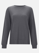 Load image into Gallery viewer, Side Slit Round Neck Long Sleeve T-Shirt