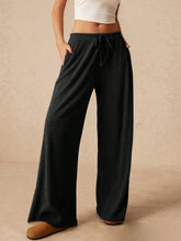 Load image into Gallery viewer, Ribbed Drawstring Wide Leg Pants