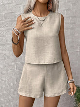 Load image into Gallery viewer, Round Neck Sleeveless Top and Shorts Set
