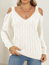 Load image into Gallery viewer, Cable-Knit V-Neck Long Sleeve Sweater