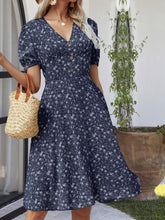 Load image into Gallery viewer, Printed V-Neck Short Sleeve Dress