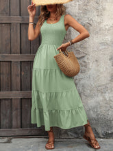 Load image into Gallery viewer, Smocked Scoop Neck Sleeveless Tank Dress