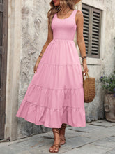 Load image into Gallery viewer, Smocked Scoop Neck Sleeveless Tank Dress