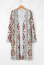 Load image into Gallery viewer, Geometric Open Front Long Sleeve Cover Up