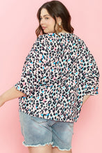 Load image into Gallery viewer, Plus Size Leopard V-Neck Three-Quarter Sleeve Blouse