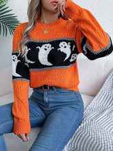 Load image into Gallery viewer, Ghost Round Neck Long Sleeve Sweater