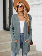 Load image into Gallery viewer, Pocketed Open Front Long Sleeve Cardigan
