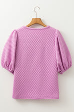 Load image into Gallery viewer, Textured Round Neck Puff Sleeve Blouse