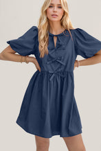 Load image into Gallery viewer, Oh Bow Ruched Puff Sleeve Mini Dress